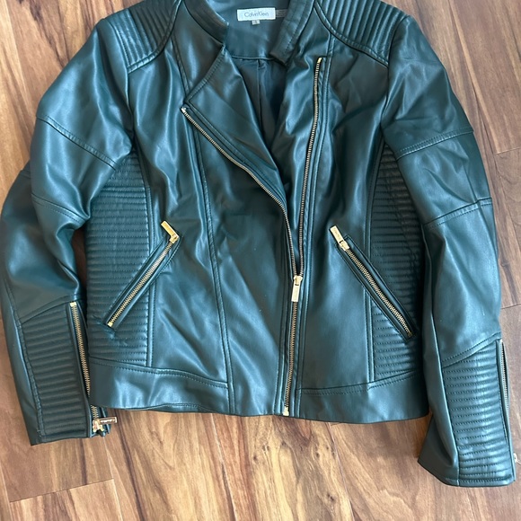Calvin Klein moto jacket. Rich green color. - Picture 2 of 6